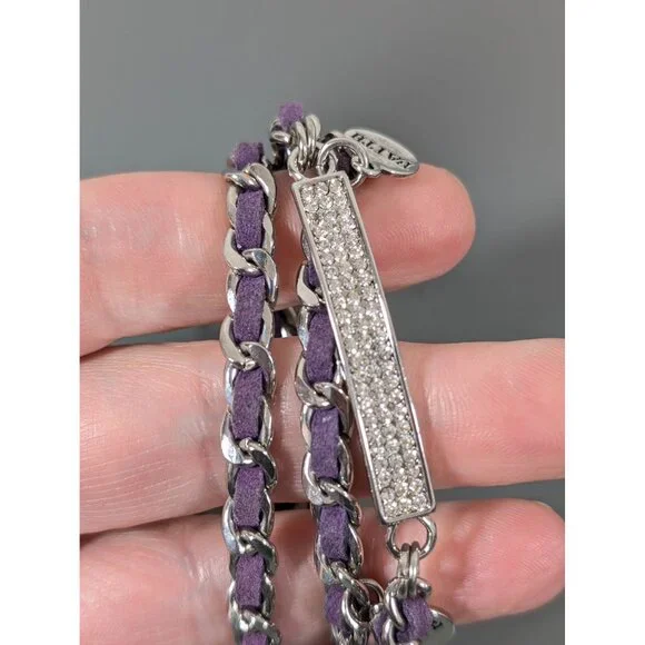 Premier Designs Wrap Bracelet Purple Woven Chain Love Hope Faith Charm22" - Picture 3 of 6